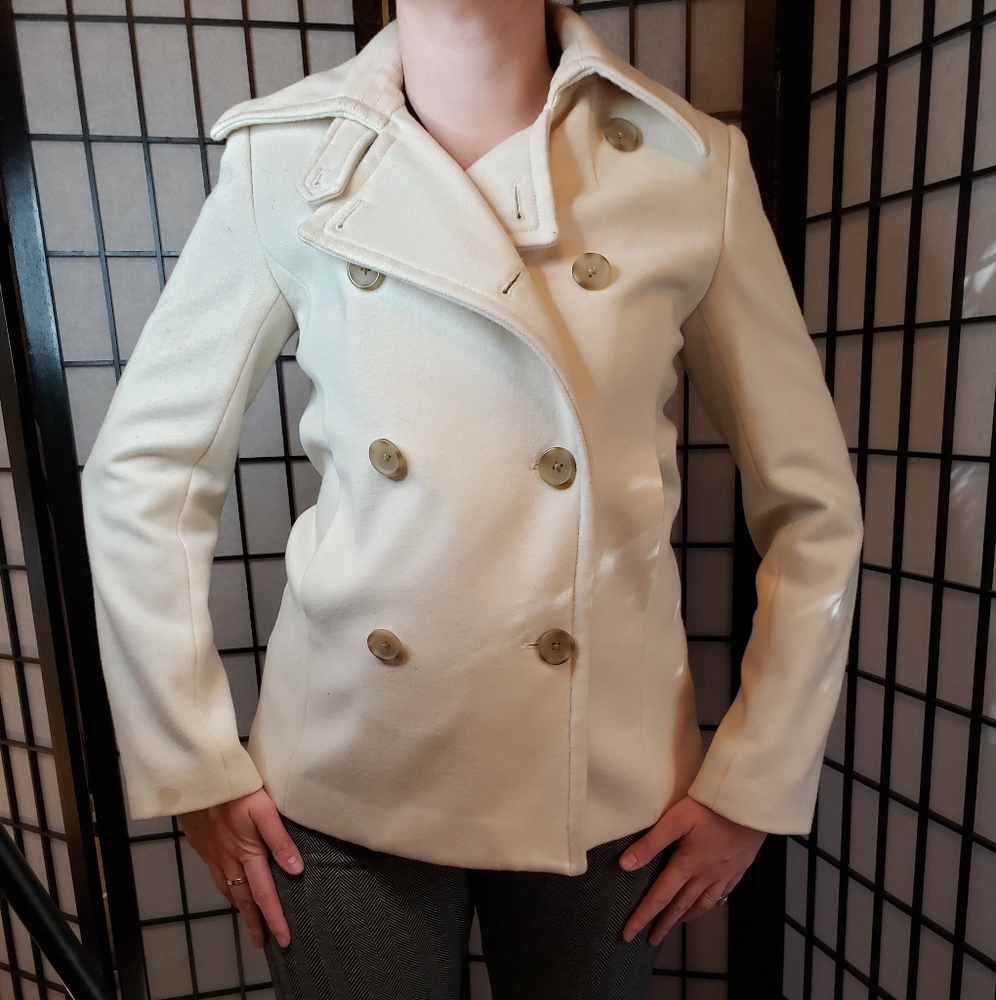 J. Crew cream colored wool pea coat size small - Picture 4 of 16